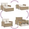 vidaXL Garden Sofa with Cushions 2-Seater Beige Poly Rattan&Acacia Wood