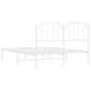 vidaXL Metal Bed Frame without Mattress with Headboard White 150x200cm