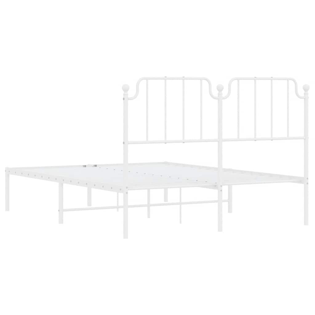 vidaXL Metal Bed Frame without Mattress with Headboard White 150x200cm