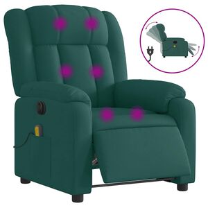 vidaXL Electric Massage Recliner Chair Dark Green Fabric