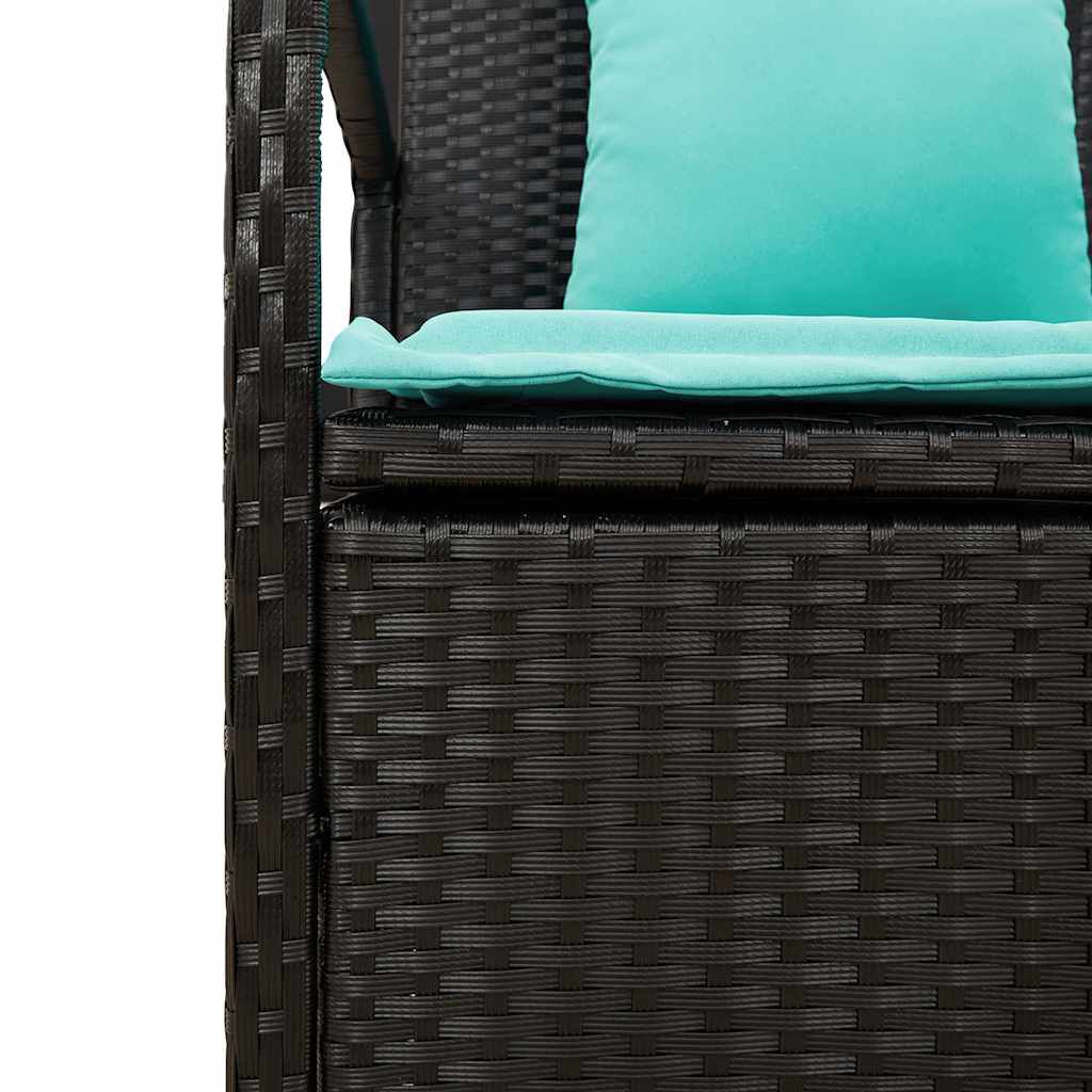 vidaXL Garden Storage Bench with Cushion Black Poly Rattan