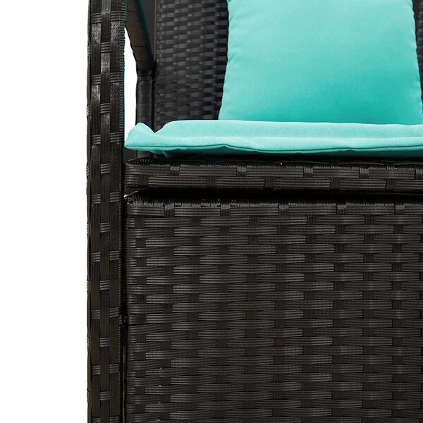 vidaXL Garden Storage Bench with Cushion Black Poly Rattan