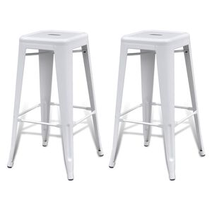 vidaXL Bar Stools 2 pcs White Steel