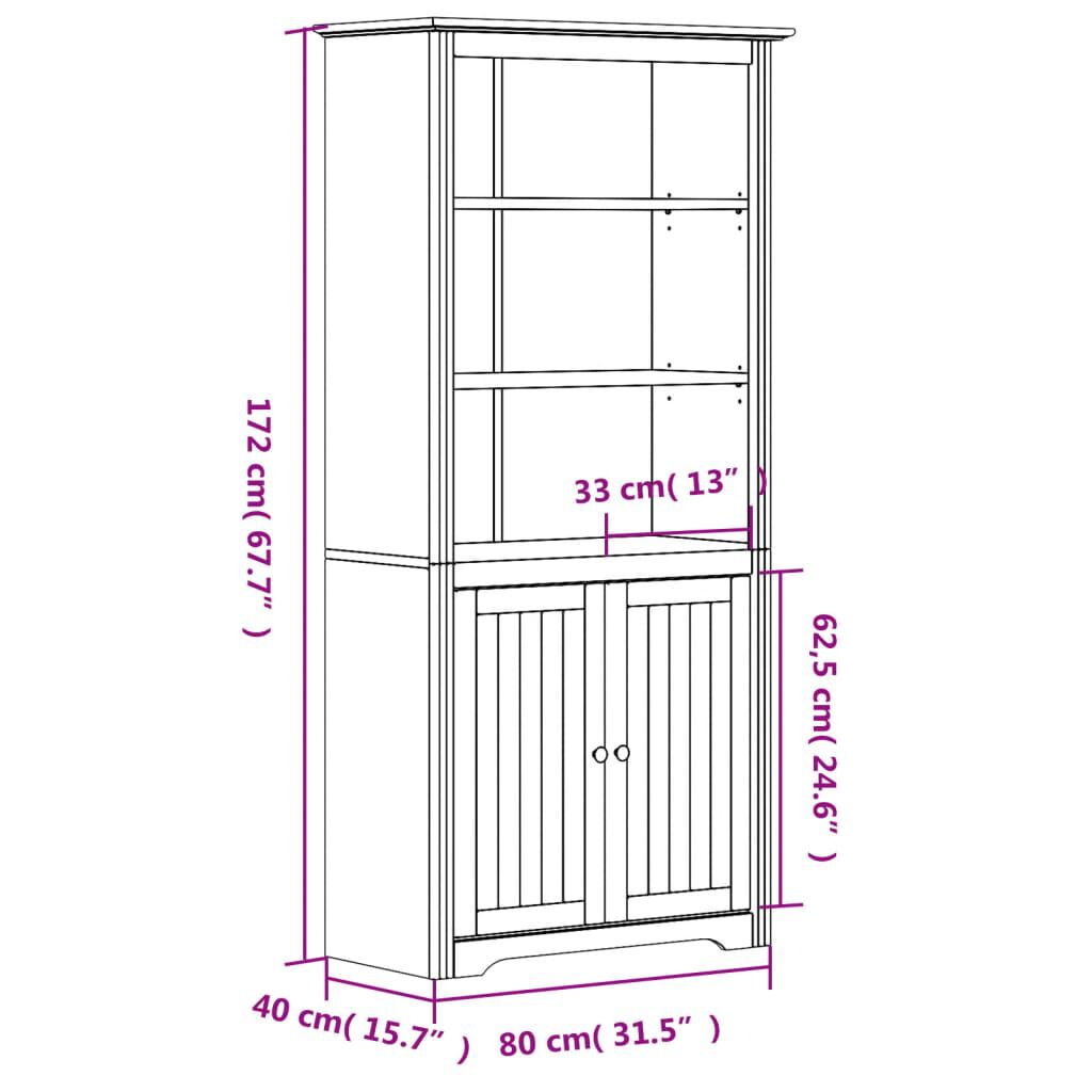 vidaXL Bookcase BODO Grey 80x40x172 cm Solid Wood Pine