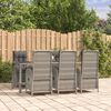 vidaXL 7 Piece Garden Dining Set with Cushions Grey Poly Rattan