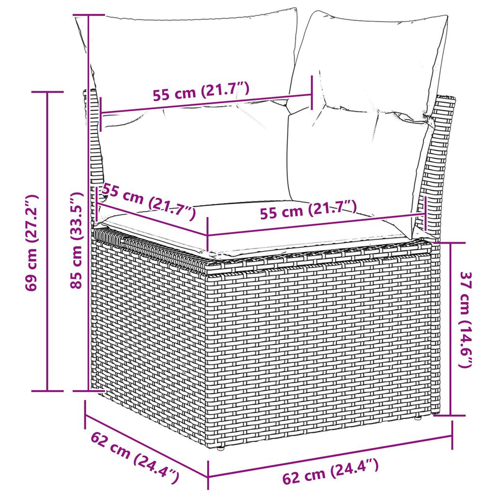 vidaXL 7 Piece Garden Sofa Set with Cushions Black Poly Rattan