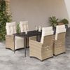 vidaXL 5 Piece Garden Dining Set with Cushions Beige Poly Rattan