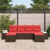 vidaXL Garden Sofa Set with Cushion 6 pcs Brown Poly Rattan