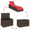 vidaXL Folding Sun Lounger with Cushion and Storage Brown Poly Rattan