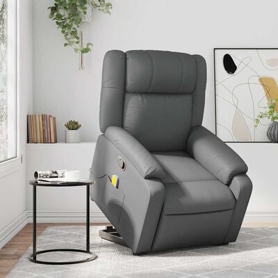 vidaXL Stand up Massage Recliner Chair Grey Faux Leather