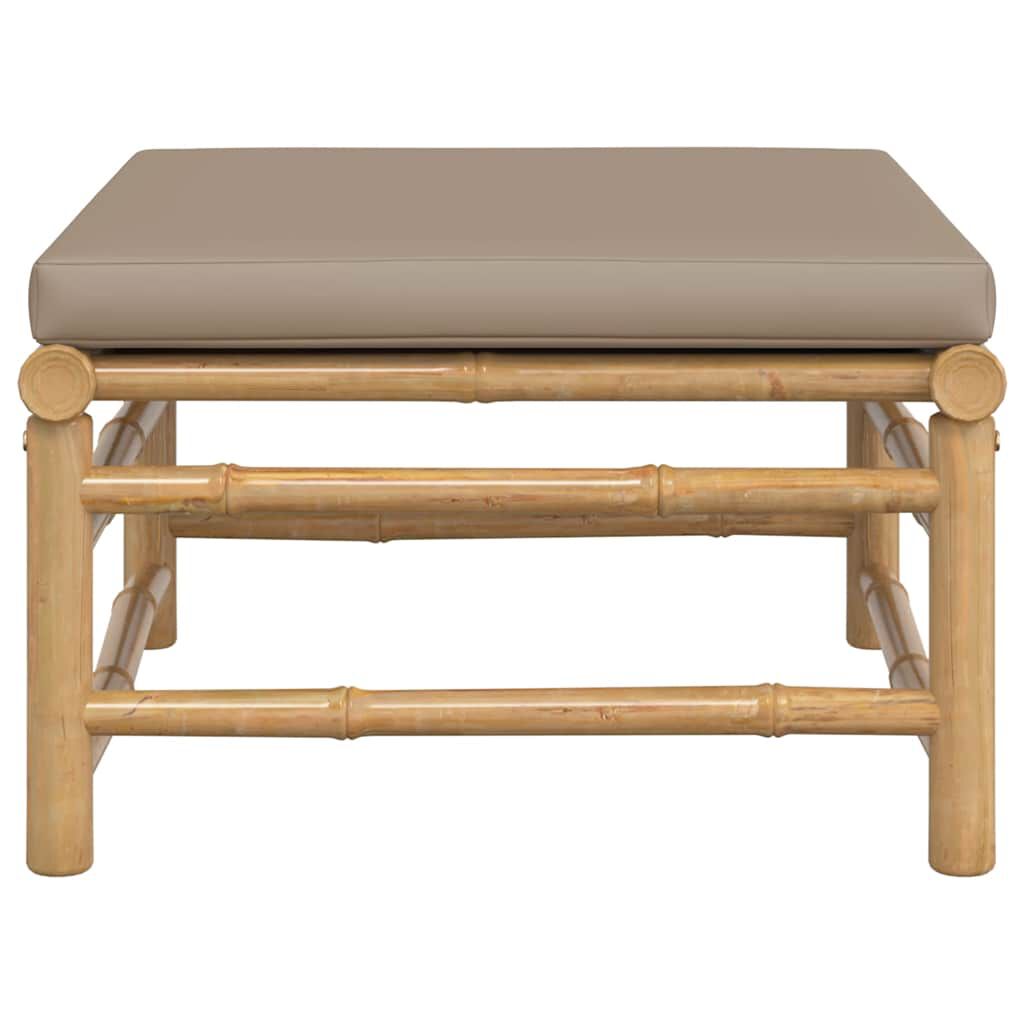 vidaXL Garden Footstool with Taupe Cushion Bamboo