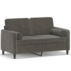 vidaXL 2-Seater Sofa with Pillows&Cushions Dark Grey 120 cm Velvet