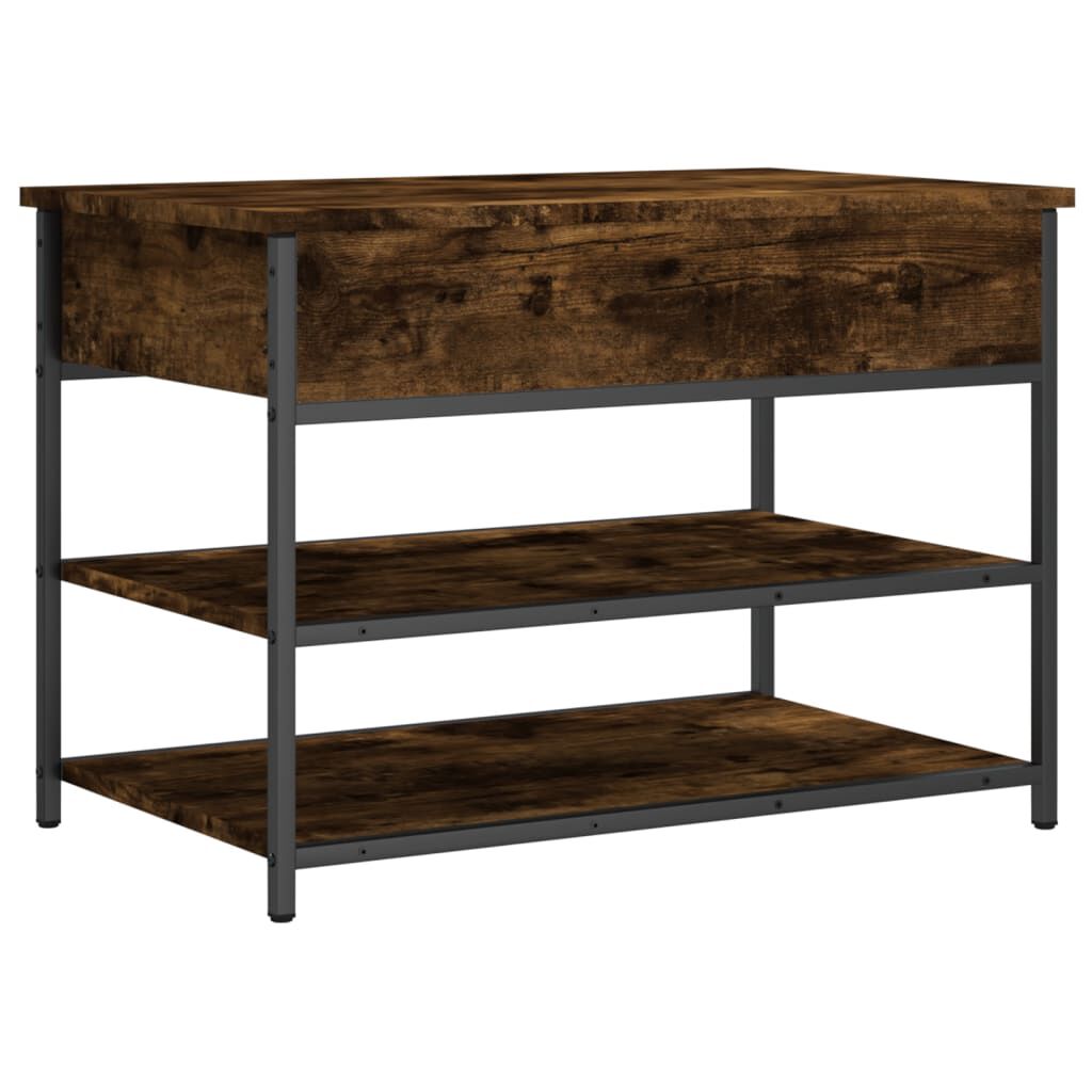 vidaXL Shoe Bench Smoked Oak 70x42.5x50 cm Engineered Wood