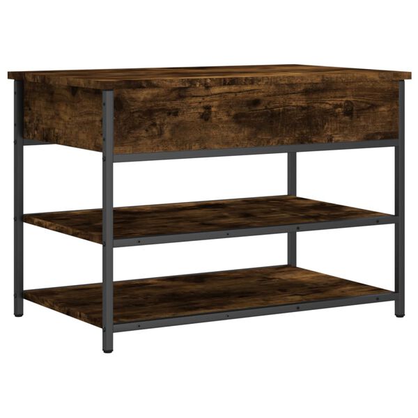 vidaXL Shoe Bench Smoked Oak 70x42.5x50 cm Engineered Wood
