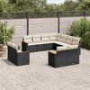 vidaXL 11 Piece Garden Sofa Set with Cushions Black Poly Rattan