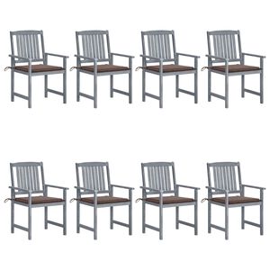 vidaXL Garden Chairs with Cushions 8 pcs Solid Acacia Wood Grey