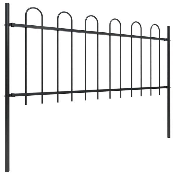 vidaXL Garden Fence with Hoop Top Steel 1603.5x80 cm Black