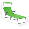 vidaXL Sun Lounger with Canopy Steel Green