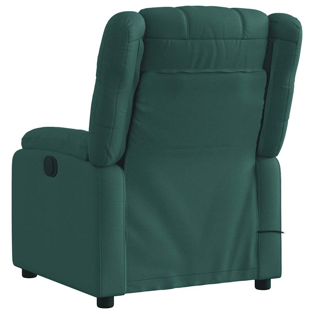 vidaXL Massage Recliner Chair Dark Green Fabric