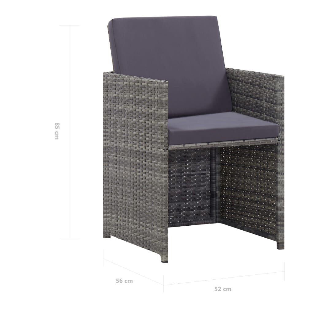 vidaXL 9 Piece Outdoor Dining Set Poly Rattan and Acacia Wood Anthracite