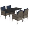 vidaXL 5 Piece Garden Dining Set with Cushions Grey Poly Rattan