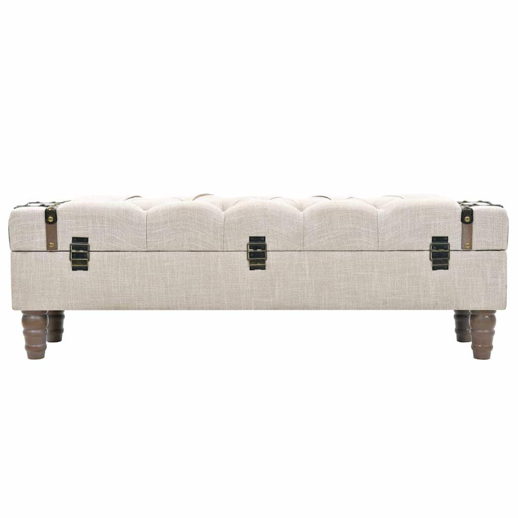 vidaXL Storage Bench 111 cm Cream Solid Wood Fir&Fabric