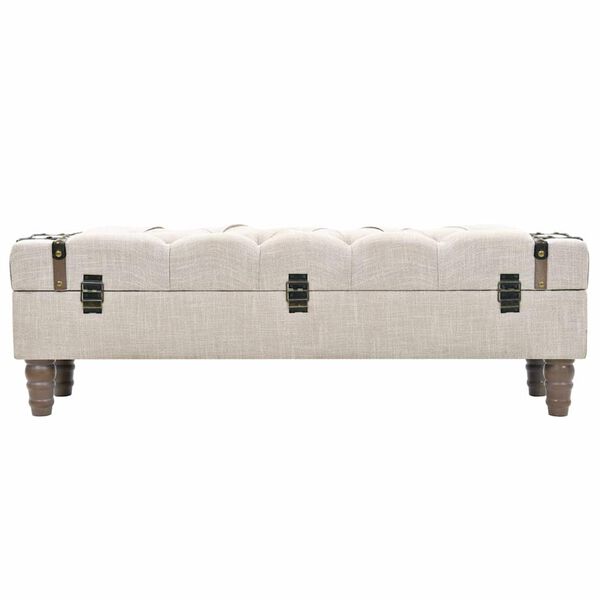 vidaXL Storage Bench 111 cm Cream Solid Wood Fir&Fabric