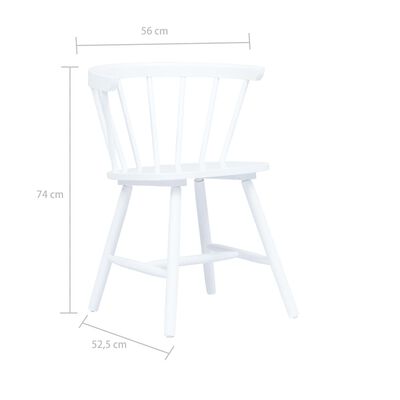 vidaXL Dining Chairs 2 pcs White Solid Rubber Wood