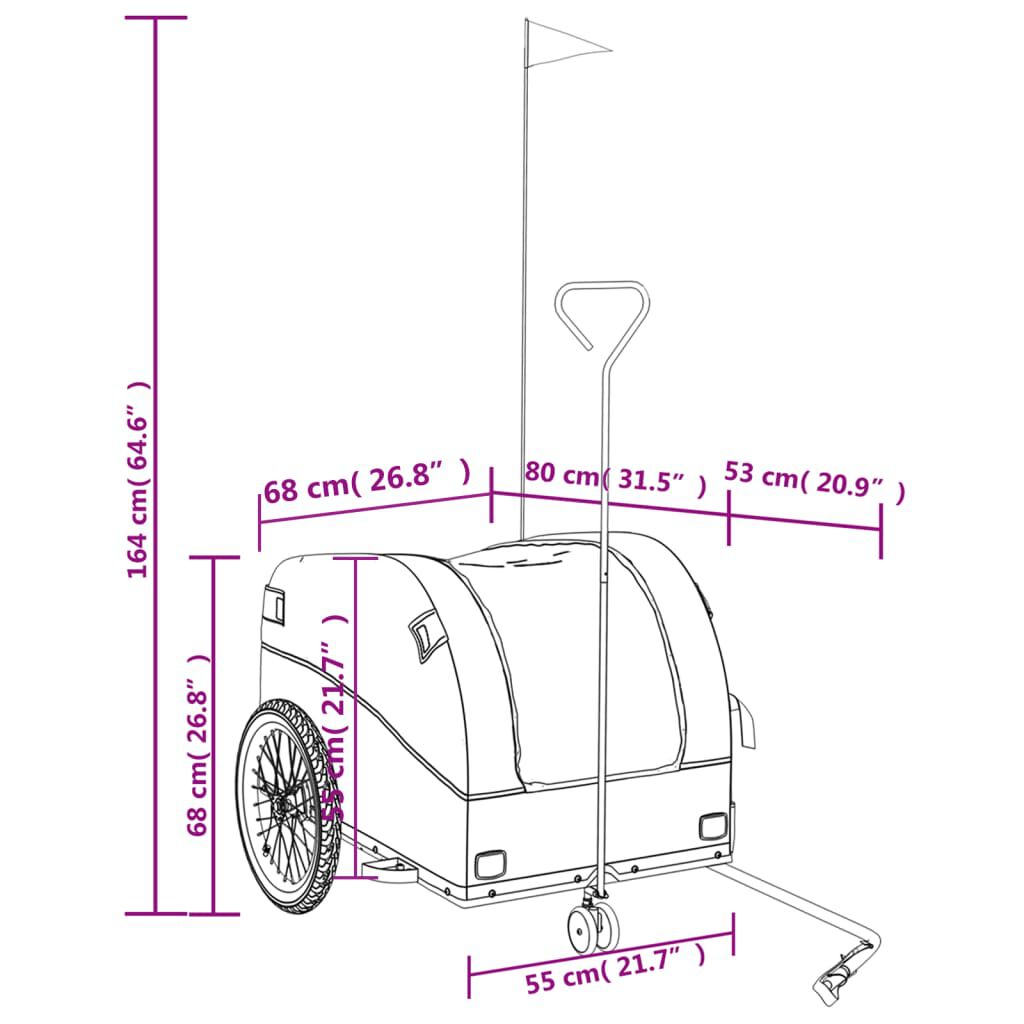 vidaXL Bike Trailer Black and Grey 45 kg Iron
