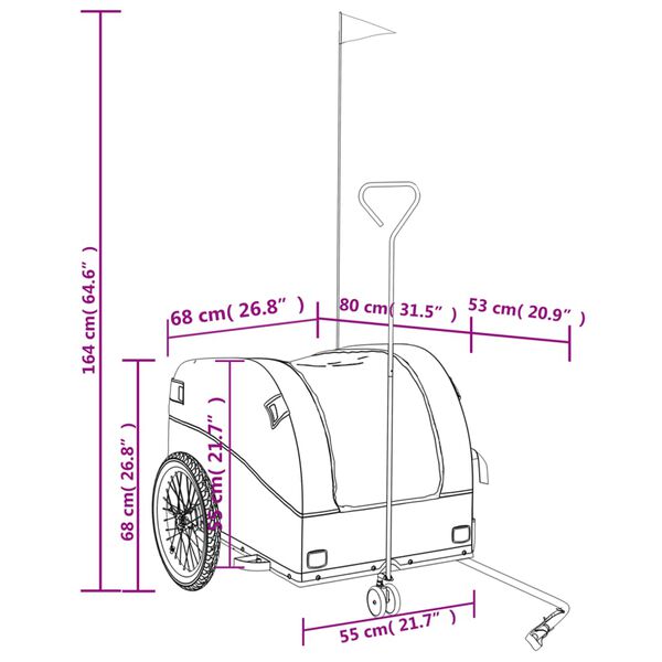 vidaXL Bike Trailer Black and Grey 45 kg Iron