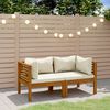 vidaXL 2-Seater Garden Sofa with Cream Cushion Solid Acacia Wood