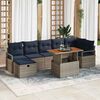 vidaXL Garden Sofa Set with Cushion 8 pcs Grey Poly Rattan