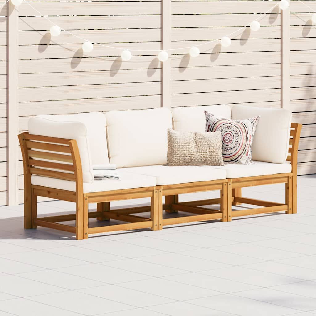 vidaXL 3 Piece Garden Lounge Set with Cushions Solid Wood Acacia