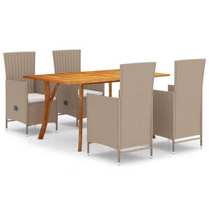 vidaXL 5 Piece Garden Dining Set Beige