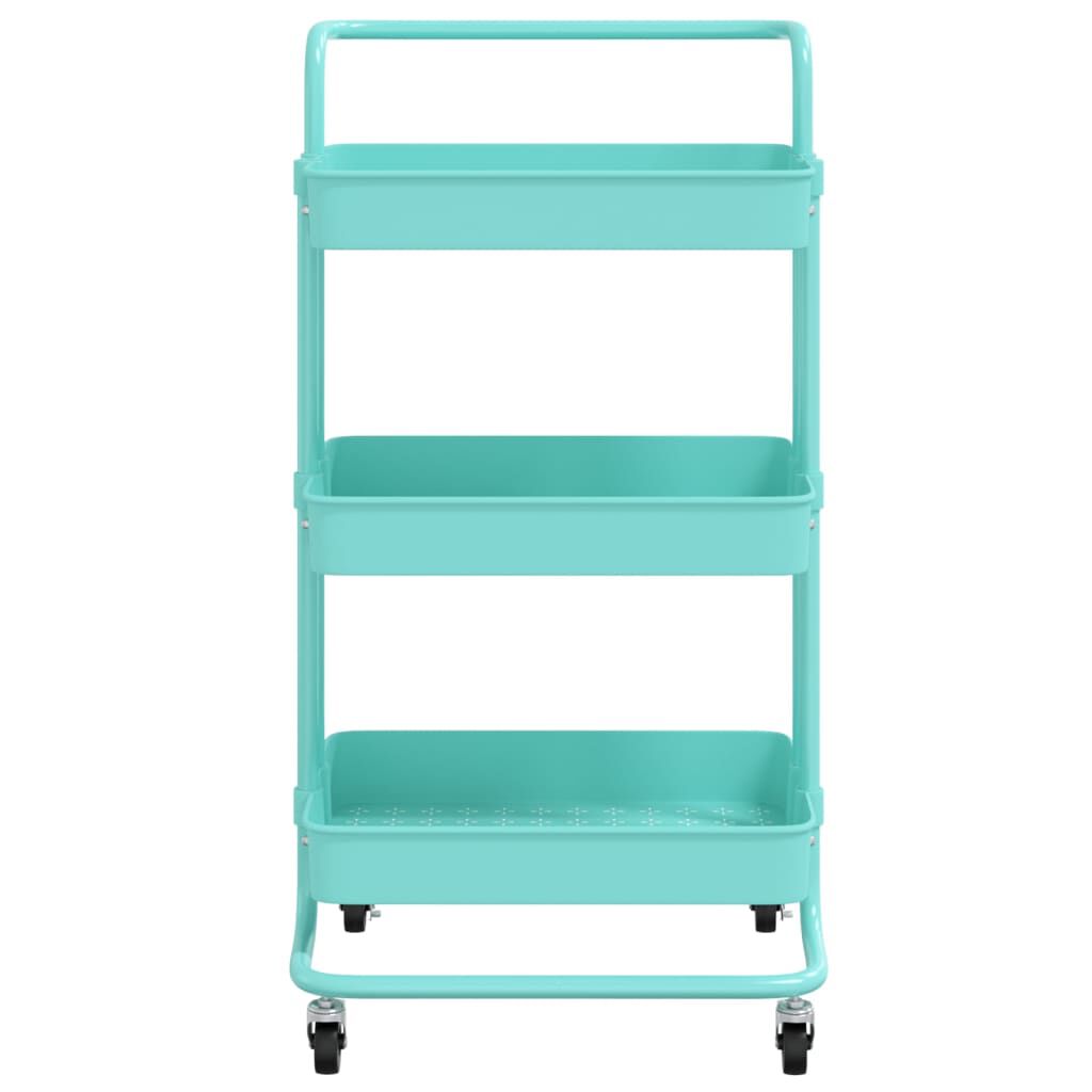 vidaXL 3-Tier Kitchen Trolley Turquoise 42x35x85 cm Iron and ABS