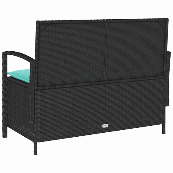 vidaXL Garden Storage Bench with Cushion Black Poly Rattan