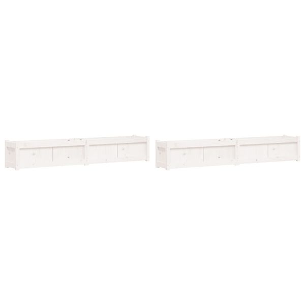 vidaXL Garden Planters 2 pcs White Solid Wood Pine