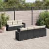 vidaXL 8 Piece Garden Sofa Set with Cushions Black Poly Rattan