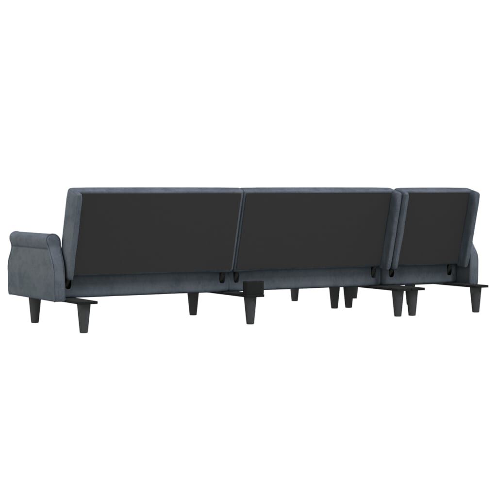 vidaXL L-shaped Sofa Bed Dark Grey 271x140x70 cm Velvet