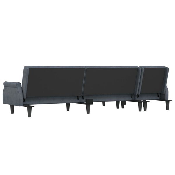 vidaXL L-shaped Sofa Bed Dark Grey 271x140x70 cm Velvet