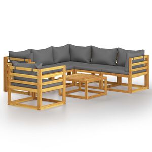 vidaXL 7 Piece Garden Lounge Set with Cushion Solid Acacia Wood