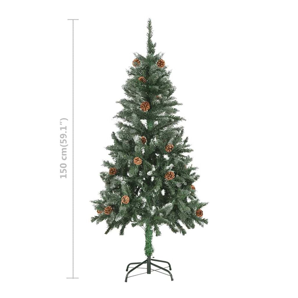 vidaXL Artificial Pre-lit Christmas Tree with Ball Set Pine Cones 150 cm