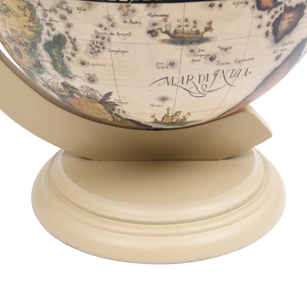 vidaXL Tabletop Globe Bar Wine Stand Eucalyptus Wood White