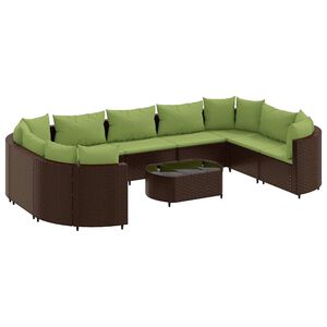 vidaXL 10 Piece Garden Sofa Set with Cushions Brown Poly Rattan