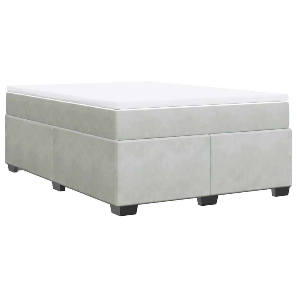 vidaXL Box Spring Bed with Mattress Light Grey Full Velvet
