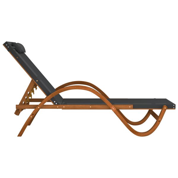 vidaXL Sun Lounger with Pillow Grey Textilene and Solid Wood Poplar