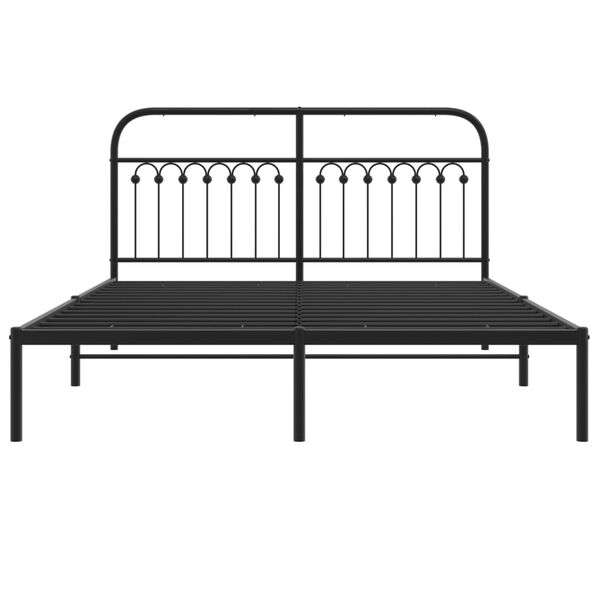 vidaXL Metal Bed Frame without Mattress with Headboard Black 150x200cm