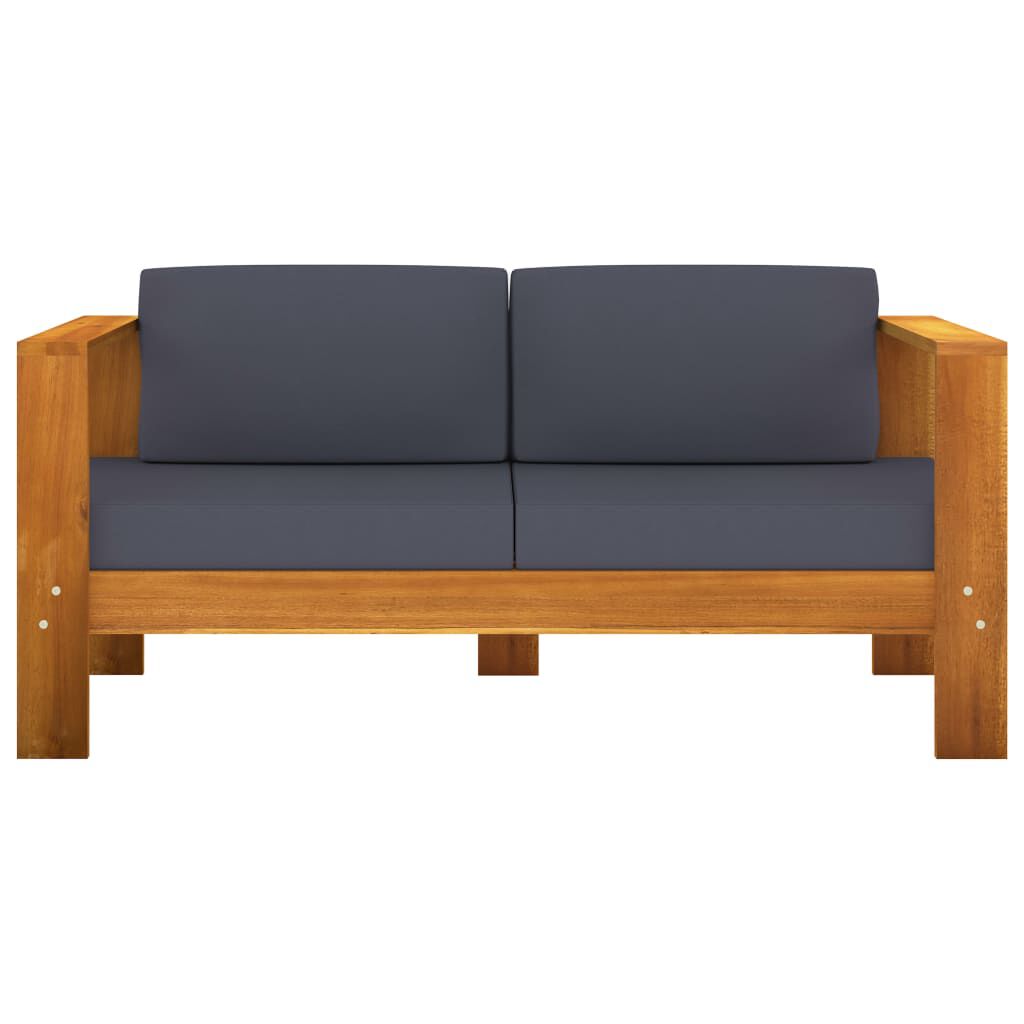 vidaXL 10 Piece Garden Lounge Set with Dark Grey Cushions Acacia Wood