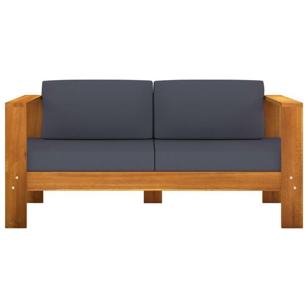 vidaXL 10 Piece Garden Lounge Set with Dark Grey Cushions Acacia Wood