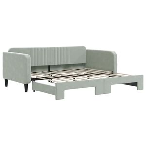 vidaXL Daybed with Trundle without Mattress Light Grey 100x190 cm Velvet